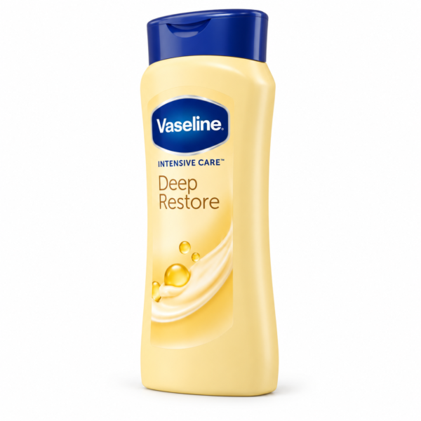 Vaseline Deep Restore body lotion angled view